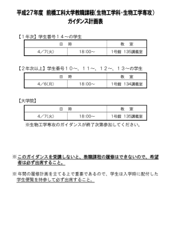 平成27年度 前橋工科大学教職課程（生物工学科・生物工学専攻