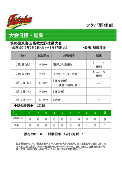 フタバ野球部 大会日程・結果