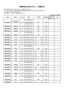 南関東地区（埼玉）ETCレーン閉鎖予定