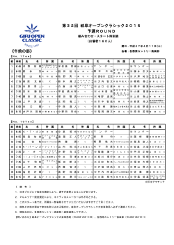 第32回 岐阜オープンクラシック2015 予選ROUND 《