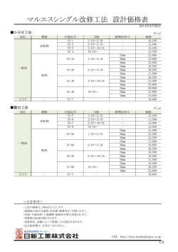 マルエスシングル改修工法 設計価格表