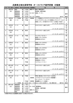 兵庫県立相生高等学校 オーストラリア語学研修 日程表
