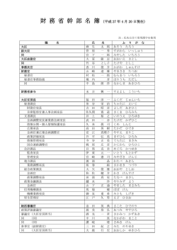財 務 省 幹 部 名 簿