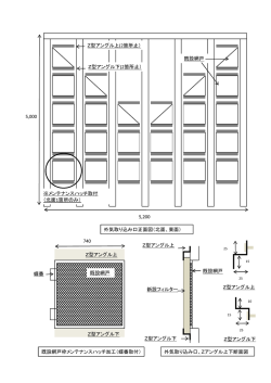 既設網戸枠メンテナンスハッチ加工（蝶番取付） 外気取り込み口、Z
