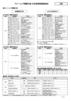 スクーリング開講日程・科目修得試験実施地