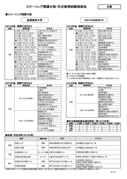スクーリング開講日程・科目修得試験実施地