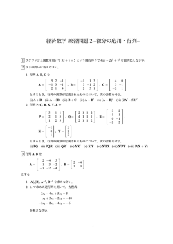 経済数学練習問題 2 –微分の応用・行列–