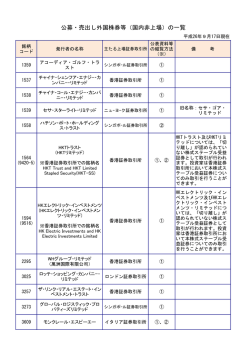 公募・売出し外国株券等（国内非上場）の一覧