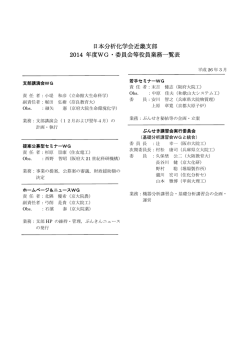日本分析化学会近畿支部 2014 年度WG・委員会等役員業務一覧表