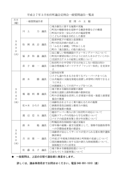 一般質問通告一覧表(PDF文書)