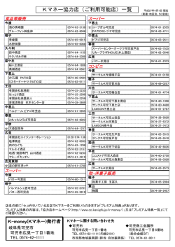 Kマネー協力店（ご利用可能店）一覧