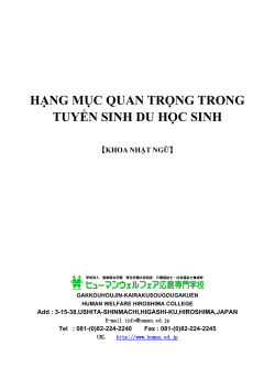 HẠNG MỤC QUAN TRỌNG TRONG TUYỂN SINH DU HỌC SINH