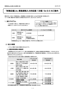 ｢財務応援Lite｣簡易課税入力対応版(1次版 Ver.9.4)のご案内