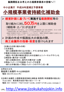 （平成27年）実施 小規模事業者持続化補助金の公募