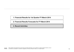Financial Results for 1st Quarter FY March 2014