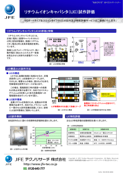 リチウムイオンキャパシタ（LIC）試作評価