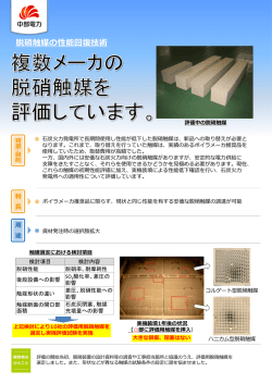 検討項目 検討内容 脱硝性能 脱硝率、耐摩耗性 後段設備への影響 SO
