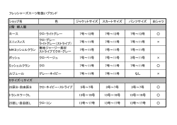 フレッシャーズスーツ取扱いブランド ショップ名 色 ジャケットサイズ