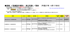 設備設計業務 業務発注一覧表（更新2015.4.17）[PDF：65KB]