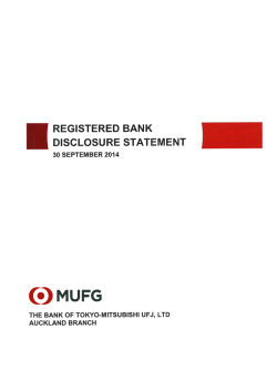 G MUFG - Bank of Tokyo-Mitsubishi UFJ, LTD., Auckland Branch