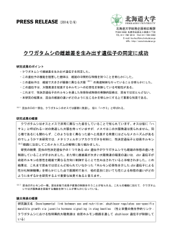 PRESS RELEASE (2014/2/6) クワガタムシの雌雄差を