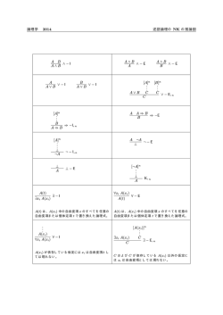 論理学 2014 述語論理の NK の推論図 A B A &and; B &and; &minus; I A &and; B A