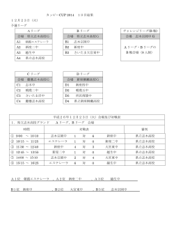 カッピーCUP 2014 1日目結果 12月23日（火） 予選リーグ Aリーグ B