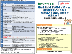 チラシ（稲作農業の体質強化緊急対策申込書【追加募集】）