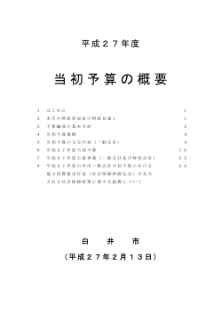 平成27年度当初予算の概要（PDF形式）