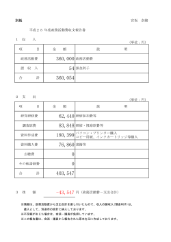 宮坂奈緒議員平成25年度収支報告書 （PDF 74.9KB）