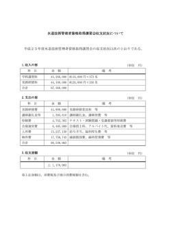 水道技術管理者資格取得講習会収支状況について 平成25年度水道