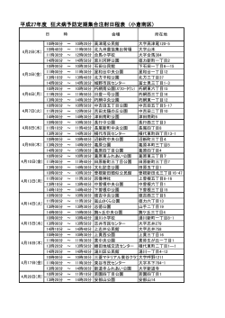 平成27年度 狂犬病予防定期集合注射日程表 (小倉南区)