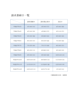 請求書締日一覧 - 三陽建設株式会社