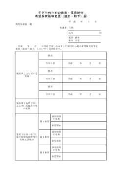 子どものための教育・保育給付 希望保育所等変更（追加・取下）届