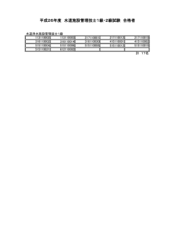 平成26年度 水道施設管理技士1級・2級試験 合格者;pdf