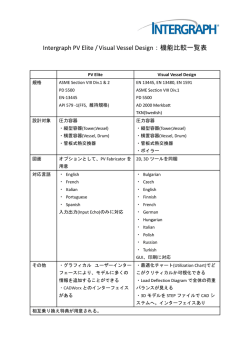 Intergraph PV Elite /Visual Vessel Design：機能比較一覧表