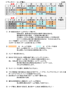 ＜マンスリー リーグ戦＞ H26 前期 ① K S J 後期 ① K S J 8 月 7 月 10