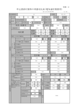 申込書添付資料の項番対比表（電気通信業務用）