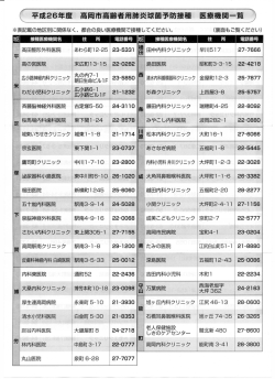高岡市高齢者用肺炎球菌予防接種医療機関一覧1（PDF：729KB）