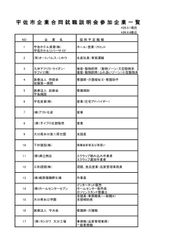 宇 佐 市 企 業 合 同 就 職 説 明 会 参 加 企 業 一 覧