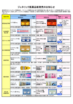 ジェネリック医薬品新発売のお知らせ