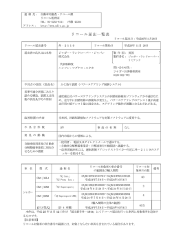 リコール届出一覧表
