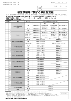 検定試験等に関する単位認定願