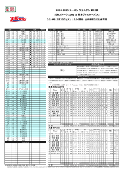 2014-2015 シーズン ウェスタン 第12節 兵庫ストークス(H) vs