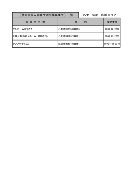 【特定施設入居者生活介護事業所】一覧 （八女・筑後・広川エリア）