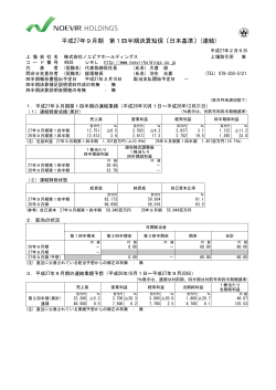 平成27年9月期 第1四半期決算短信