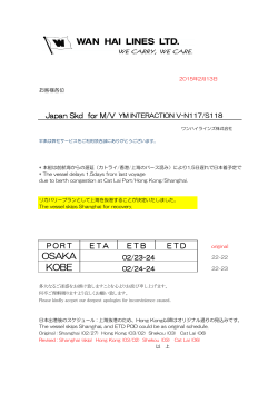 M/V YM INTERACTION V-N117/S118 上海抜港及び