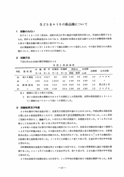 冬どりきゅうりの新品種について
