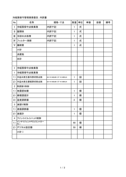 冷暖房保守管理業務委託 内訳書 No 名称 規格・寸法 数量 単位 単価