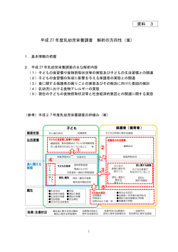 資料3 平成27年度乳幼児栄養調査 解析の方向性（案）（PDF：139KB）